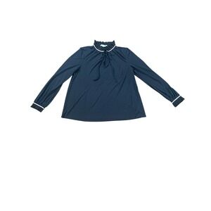 Boden Black Long Sleeve Ruffle Neck Tie Neck Top Women's‎ US 8 UK 12